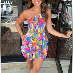 Entro Magenta Multi Colored Romper NWT